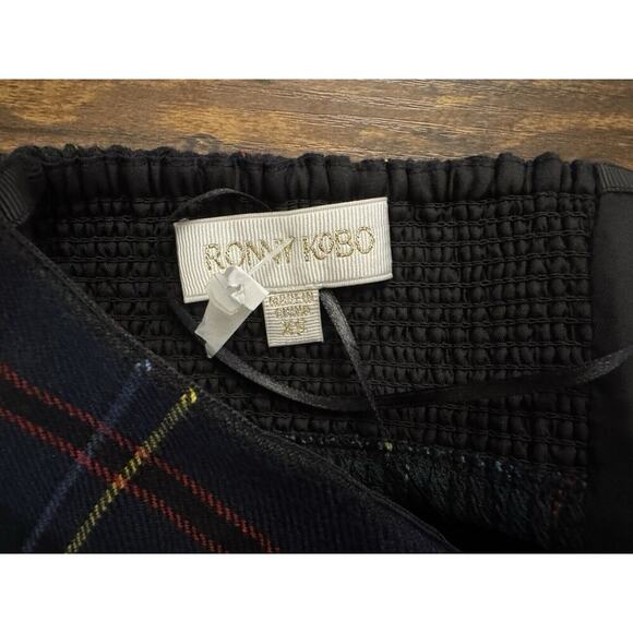 Ronny Kobo Nora Strapless Top Blue Tartan-Size XS NWOT - Picture 6 of 8